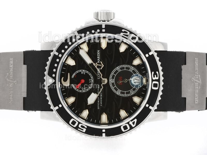 Ulysse Nardin Maxi Marine Diver Working Power Reserve Automatic with Black Surf Dial-Rubber Strap