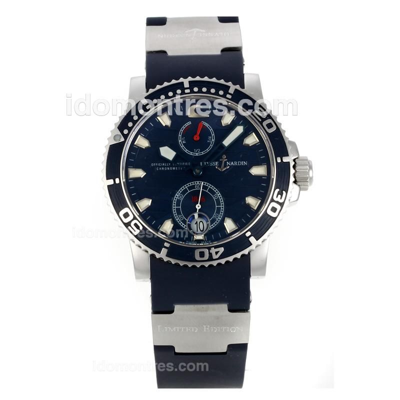Ulysse Nardin Maxi Marine Diver Working Power Reserve Automatic with Blue Dial and Bezel-Rubber Strap