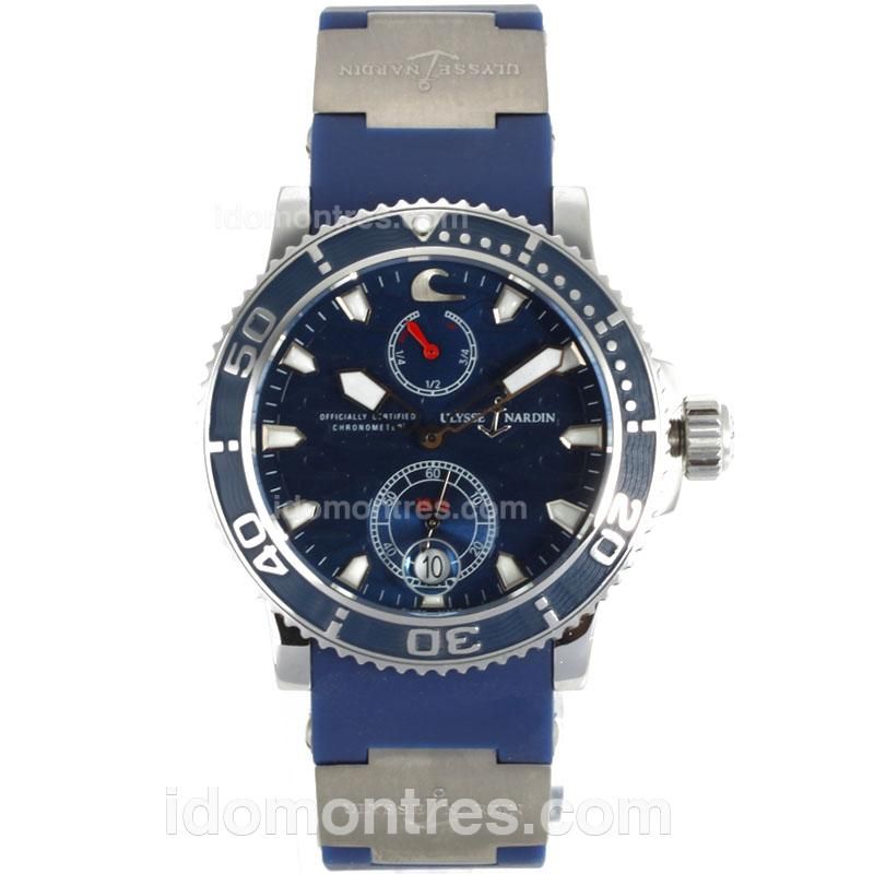 Ulysse Nardin Maxi Marine Diver Working Power Reserve Automatic with Blue Surf Dial-Rubber Strap