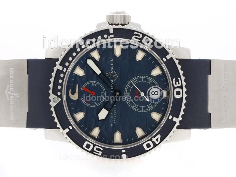 Ulysse Nardin Maxi Marine Diver Working Power Reserve Automatic with Blue Surf Dial-Rubber Strap-Same Chassis as ETA Version