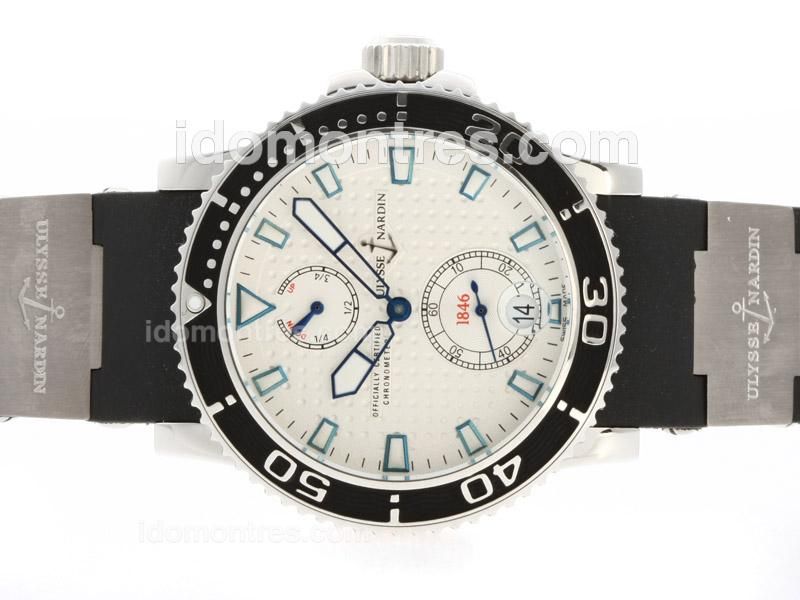 Ulysse Nardin Maxi Marine Diver Working Power Reserve Automatic with White Dial-Rubber Strap