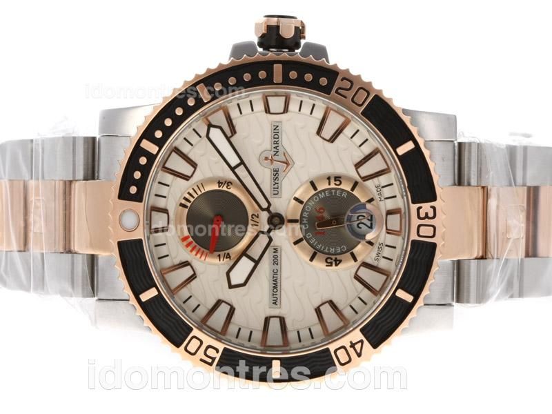 Ulysse Nardin Maxi Marine Diver Working Power Reserve Two Tone Automatic with White Dial