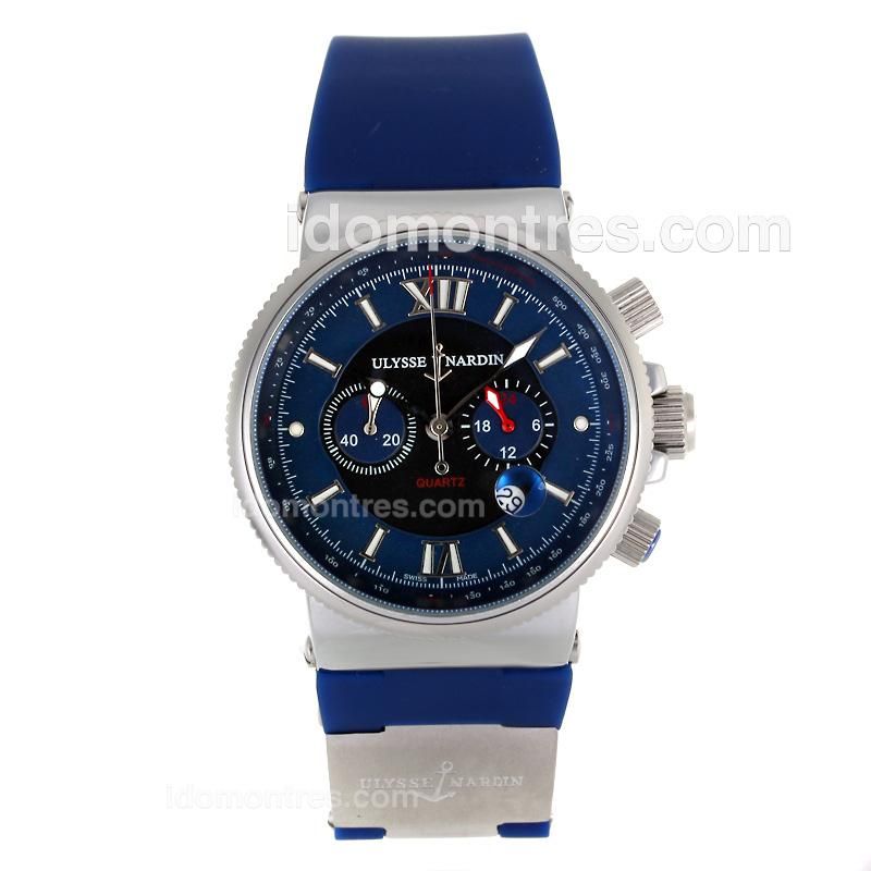 Ulysse Nardin Maxi Marine Working Chronograph with Black/Blue Dial-Blue Rubber Strap