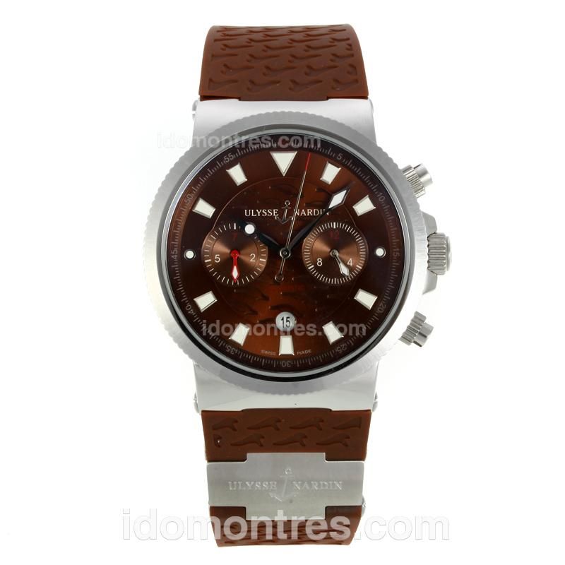 Ulysse Nardin Maxi Marine Working Chronograph with Brown Dial-18K Plated Gold Movement
