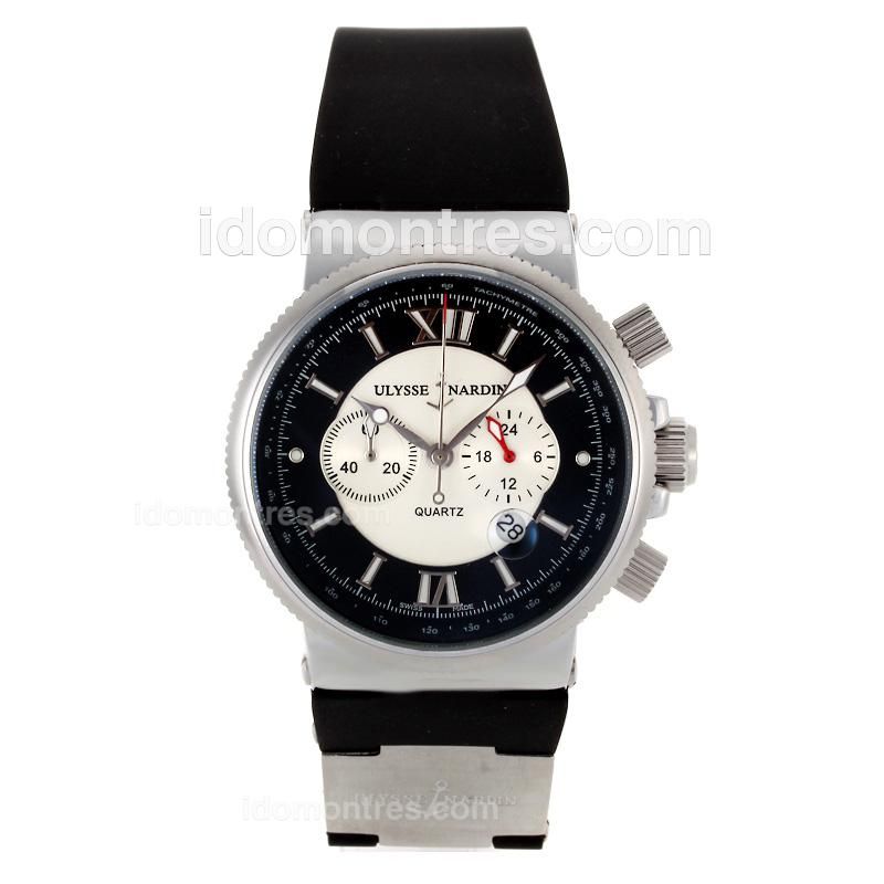Ulysse Nardin Maxi Marine Working Chronograph with Black/White Dial-Black Rubber Strap