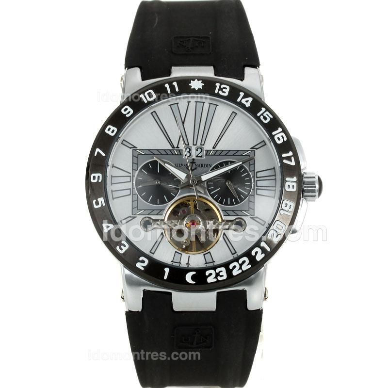 Ulysse Nardin Tourbillon Automatic PVD Bezel with White Dial-Rubber Strap
