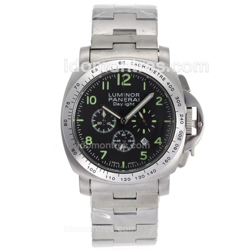 Panerai Luminor Daylight Working Chronograph with Black Dial S/S