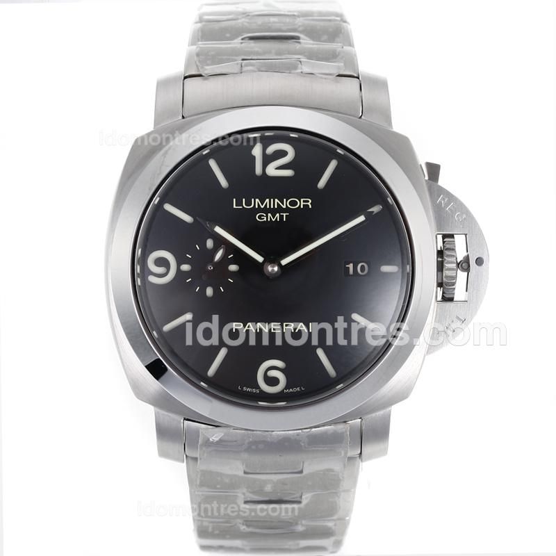 Panerai Luminor GMT Swiss Valjoux 7750 Movement with Black Dial S/S