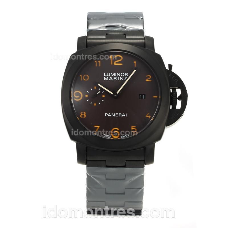 Panerai Luminor Marina Automatic Full PVD with Coffee Dial-Orange Markers
