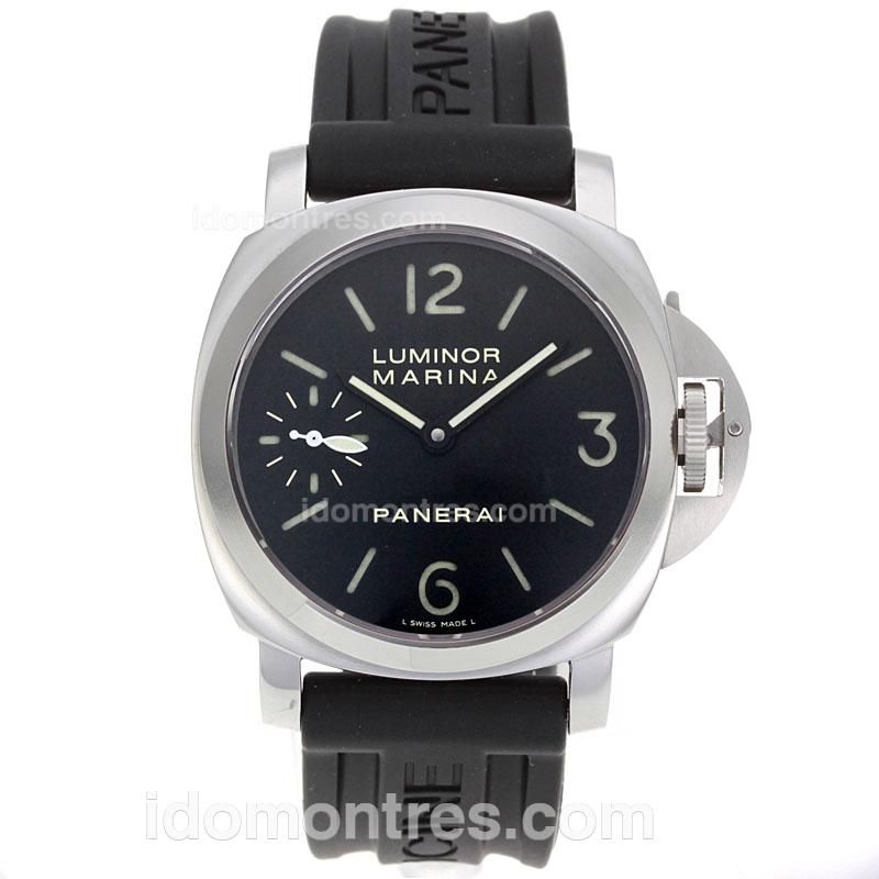 Panerai Luminor Marina Swiss Unitas 6497 Movement Swan Neck with Black Dial-Rubber Strap
