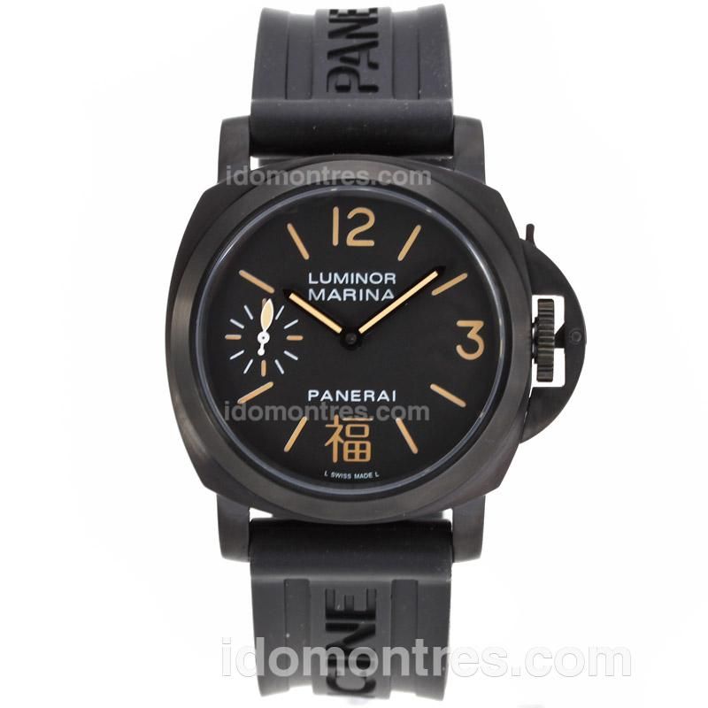 Panerai Luminor Marina Unitas 6497 Movement PVD Case with Chinese Character on Dial-Asia Limited Edition