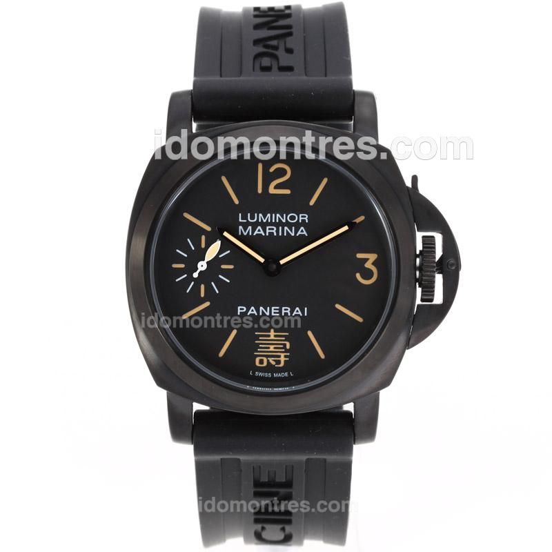 Panerai Luminor Marina Unitas 6497 Movement PVD Case with Chinese Character on Dial-Asia Limited Edition