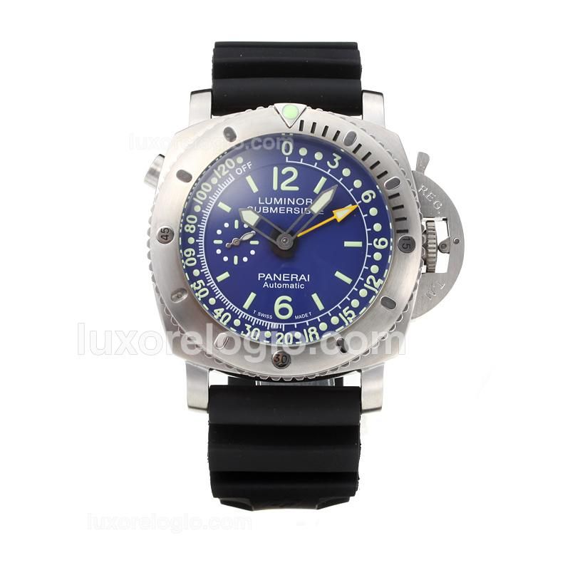 Panerai Luminor Submersible Automatic with Blue Dial-Black Rubber Strap