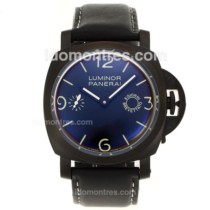 Panerai Luminor Unitas 6497 Movement PVD Case with Black Dial-Black Movement