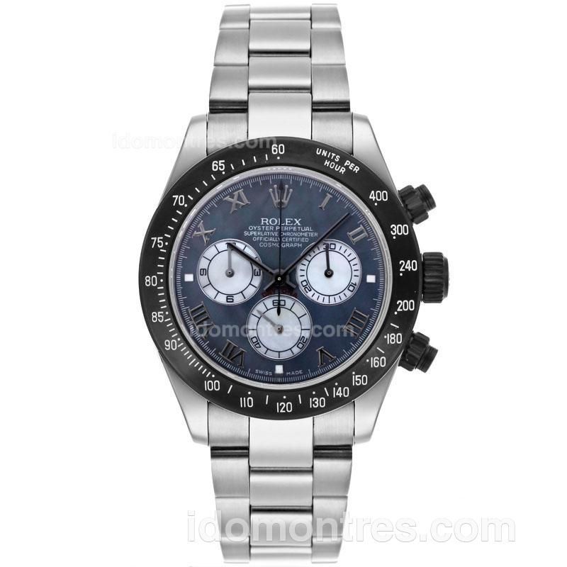 Rolex Daytona Chronograph Swiss Valjoux 7750 Movement Roman Markers with Blue MOP Dial S/S-PVD Bezel