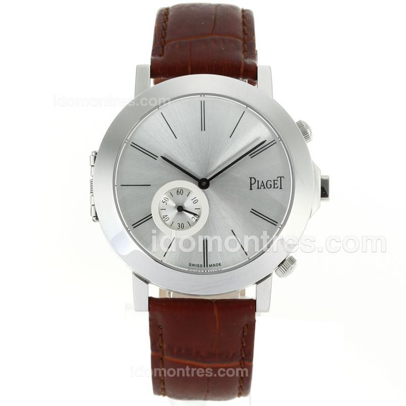 Piaget Polo Silver Dial with Leather Strap-Double Dial