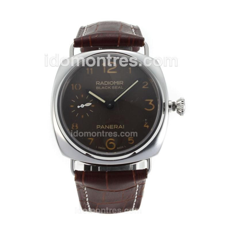 Panerai Radiomir Unitas 6497 Movement with Swan Neck with Coffee Dial-Brown Leather Strap