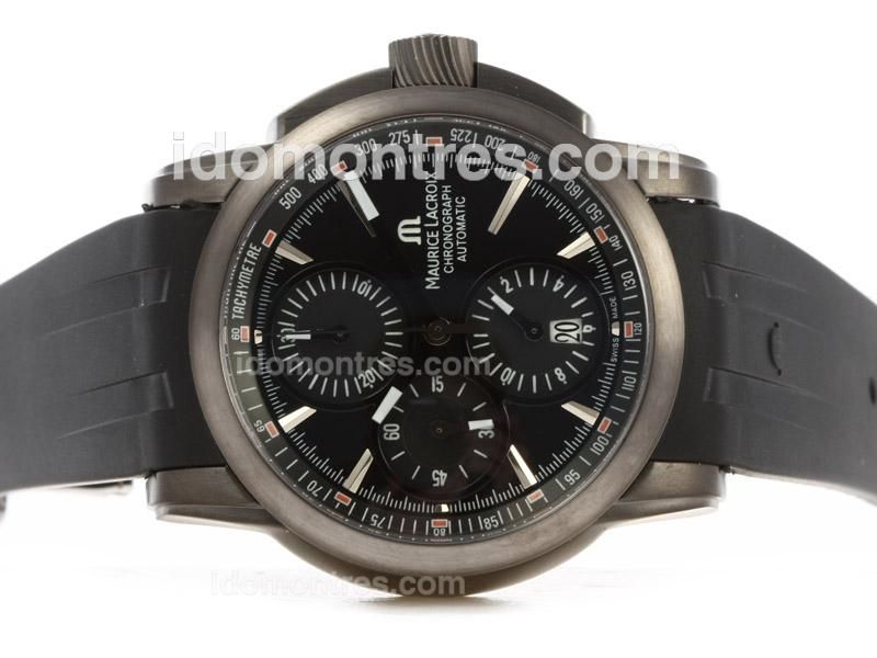 Maurice Lacroix Pontos Chronograph Swiss Valjoux 7750 Movement PVD Case with Black Dial