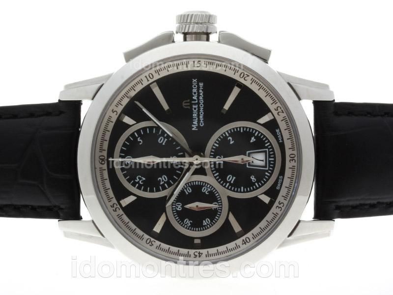 Maurice Lacroix Pontos Chronograph Swiss Valjoux 7750 Movement with Black Dial