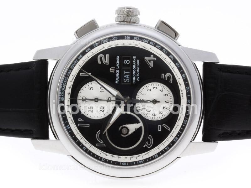 Maurice Lacroix Pontos Chronograph Swiss Valjoux 7750 Movement with Black Dial