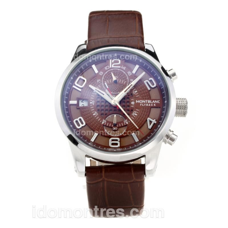 Mont Blanc Flyback Automatic with Coffee Dial-Brown Leather Strap