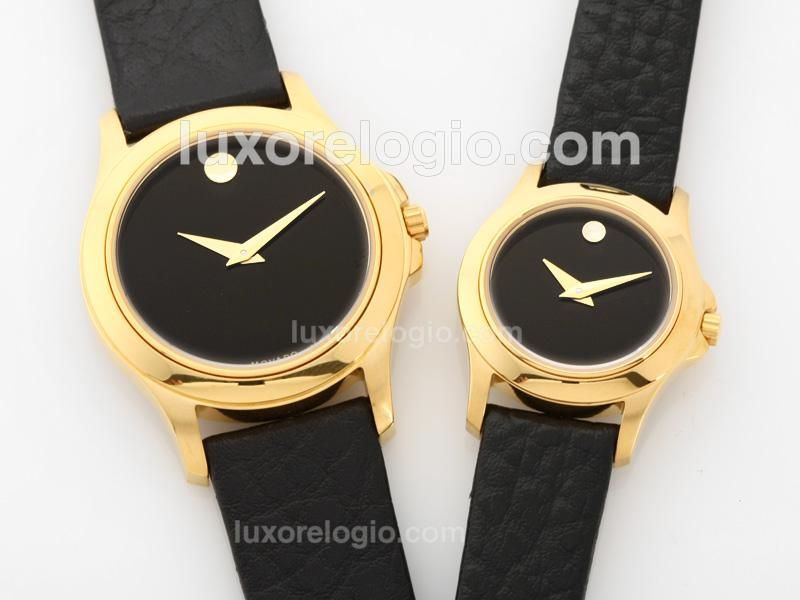 Monvado Sport Edition 18K Gold Case with Black Dial-Couple Watch
