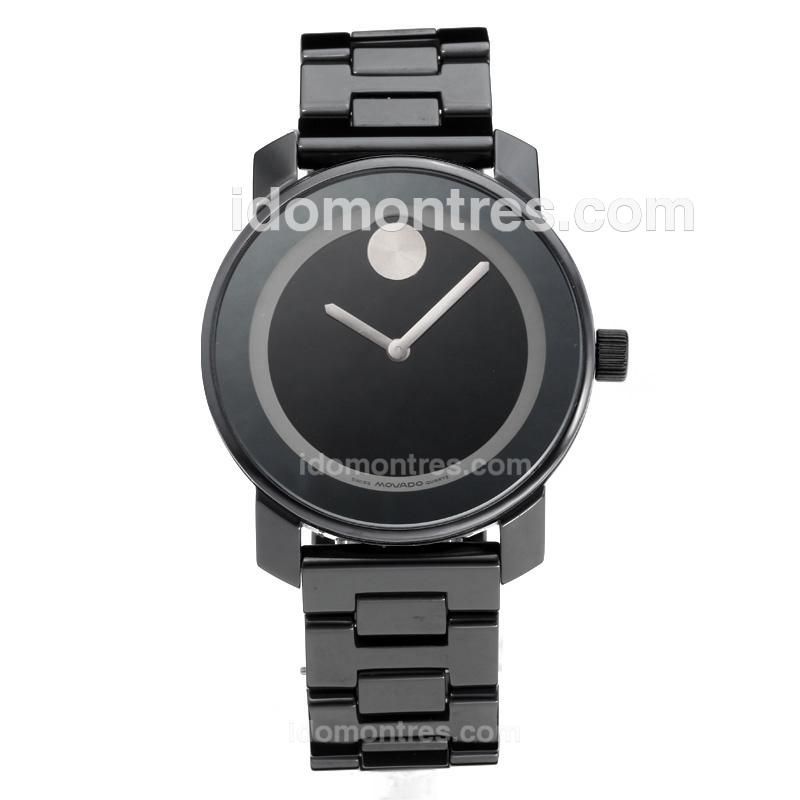 Movado Full Ceramic with Black Dial-White Needle