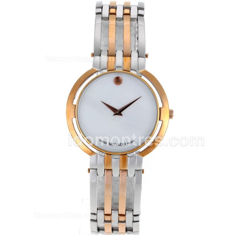 Movado Museum Two Tone Diamond Inner Bezel with White Dial-Sapphire Glass