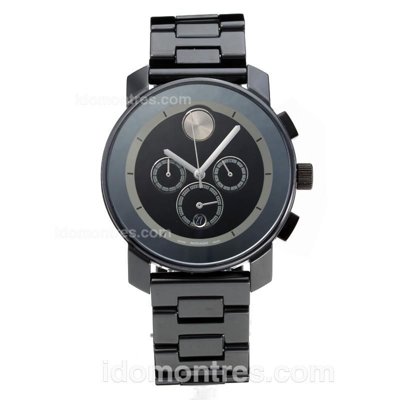 Movado Working Chronograph Full Ceramic with Black Dial-White Needle