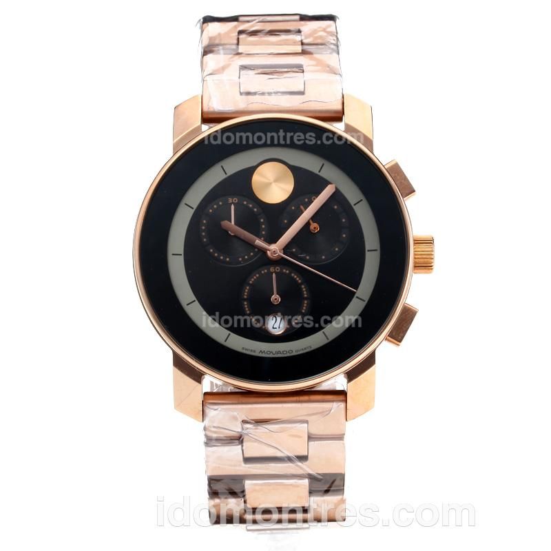 Movado Working Chronograph Full Rose Gold with Black Dial